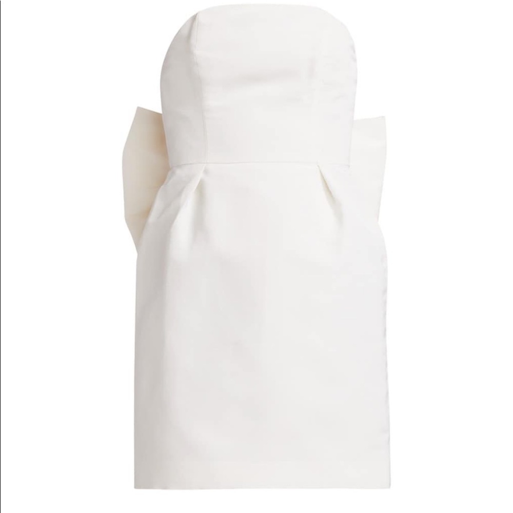 Alexia Maria Silk Faille Bow-Back White Mini Dress